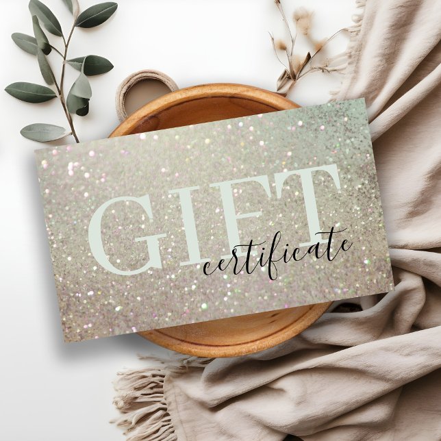 Glitter Grönt Rosa Aqua Shiny Gift Certificate Visitkort (Skapare uppladdad)