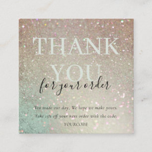 Glitter Grönt Rosa Aqua Shiny Tack för beställn Fyrkantigt Visitkort