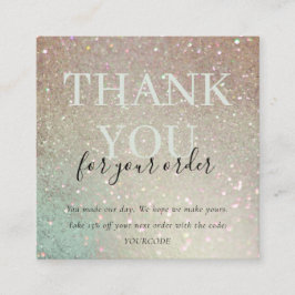 Glitter Grönt Rosa Aqua Shiny Tack för beställning Fyrkantigt Visitkort