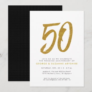 Glitter guld 50-årsjubileumsfest inbjudan