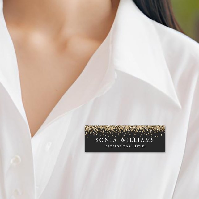 Glitter Guld Beauty Business Professionell Namnbricka (Skapare uppladdad)