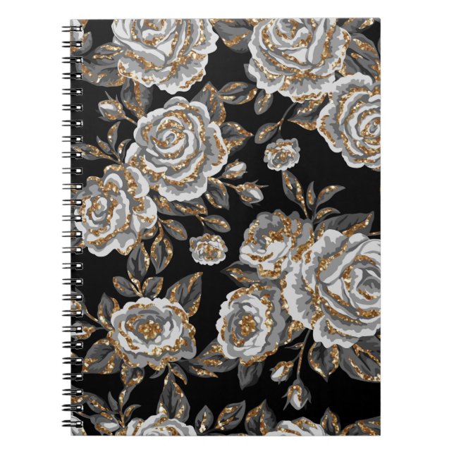 Glitter Guld Blommigt: Gnistrans Vintage. Anteckningsbok (Framsidan)