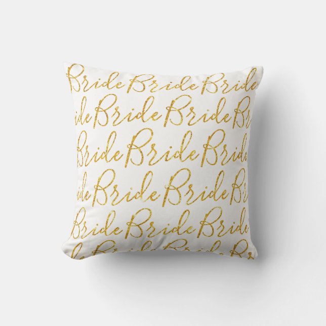 Glitter Guld Bride Bröllop Kudde (Framsida)