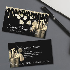 Glitter Guld Commercial House Städning Housekeeper Visitkort