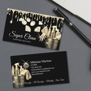 Glitter Guld Commercial House Städning Housekeeper Visitkort