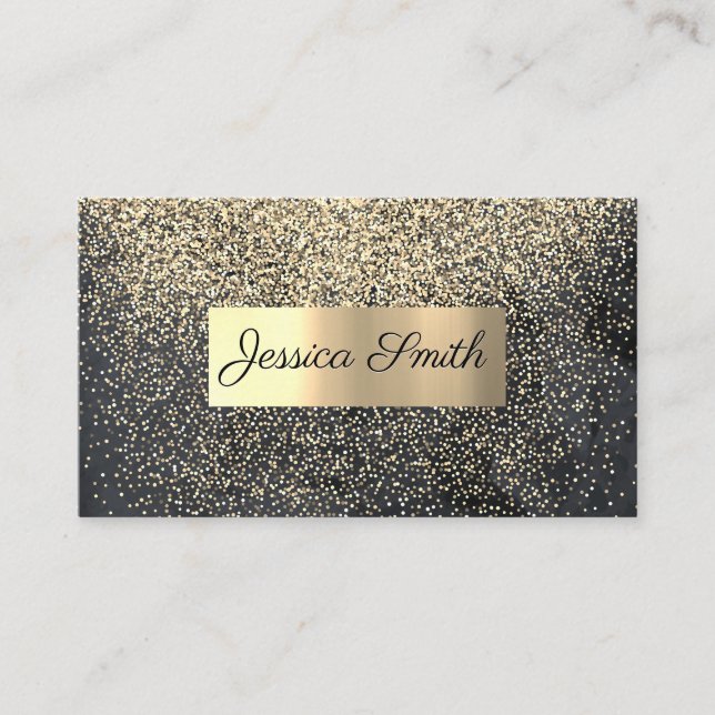 Glitter Guld Confetti | Guld Brushed Metallic Visitkort (Framsida)