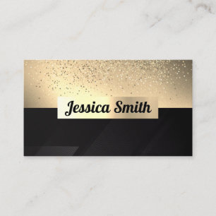 Glitter Guld Confetti Guld Metallic Svart Visitkort
