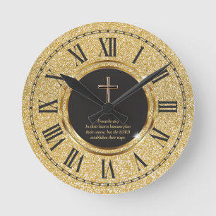 Glitter Guld Elegant Pastor Präst Kyrka Rund Klocka