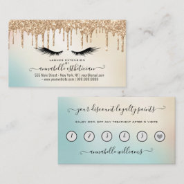Glitter Guld Eyelash Extension Loyalty Business Visitkort