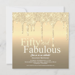 Glitter Guld Femtio och Fantastisk Födelsedag Inbjudningar