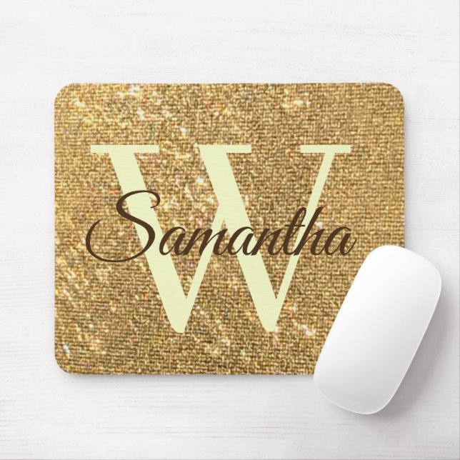 Glitter Guld Frost Monogrammad Musmatta (Med mus)