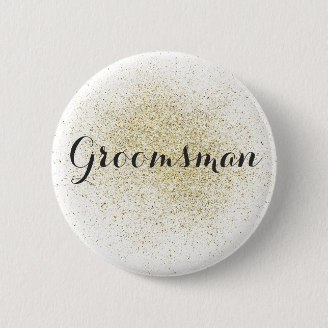Glitter Guld Groomsman Button Knapp (Framsida)