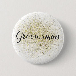 Glitter Guld Groomsman Button Knapp