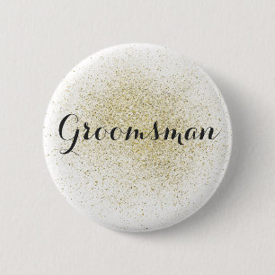 Glitter Guld Groomsman Button Knapp
