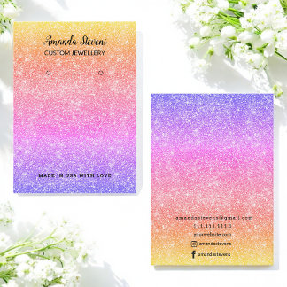 Glitter Guld Gult Lila Chic   Öarring Visning Visitkort