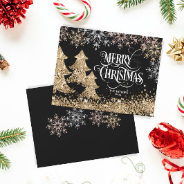Glitter Guld Julgran God jul Kort