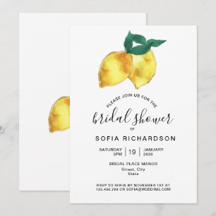 Glitter Guld Lemon Citrus Greenery, sommartid Inbjudningar