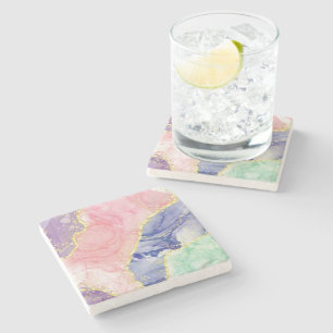 Glitter Guld Marble Pastel Färg Stenunderlägg