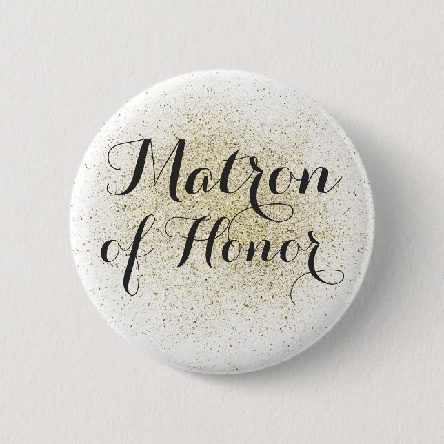 Glitter Guld Matron of Honor Button Knapp (Framsida)