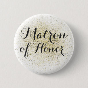 Glitter Guld Matron of Honor Button Knapp