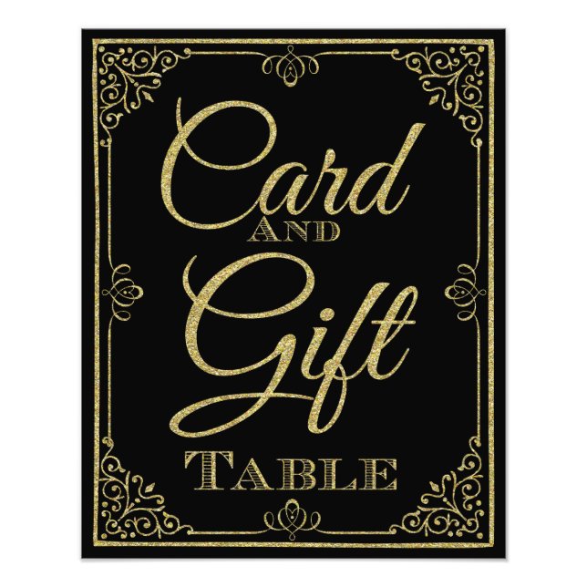 glitter guld och svarta kort och bröllop-klang fototryck (Framsidan)