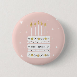 Glitter Guld Pastel Birthday Cake Illustration Knapp