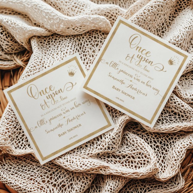 Glitter Guld prinsessan Gång på en babydusch Pappersservett (Skapare uppladdad)