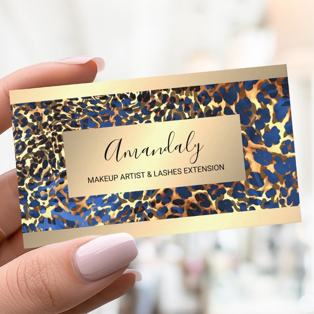 Glitter Guld Ram Djurhud Leopard Lyx Visitkort (Skapare uppladdad)