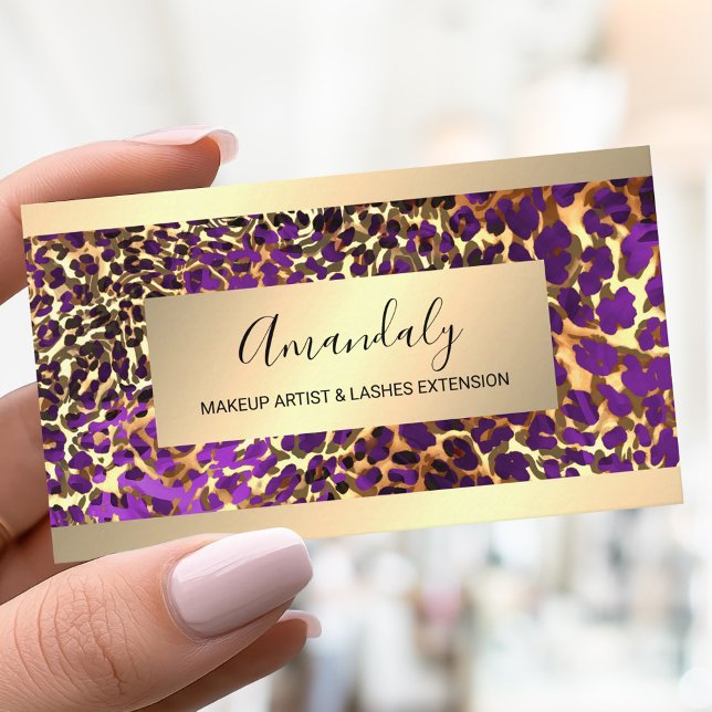Glitter Guld Ram Djurhud Leopard Lyx Visitkort (Skapare uppladdad)