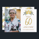 Glitter Guld Ro och botaniska Löv 60:e födelsedage Inbjudningar<br><div class="desc">En klassisk 60-årsinbjudan till blommigten med en liten bit guld och glitter. Anpassa den med din födelsedagsinformation.</div>