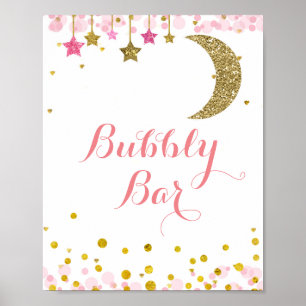 Glitter guld rosa måne Bubly Pub Poster