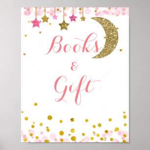 Glitter guld rosa måne vattenfärgssymbol Mustecken Poster
