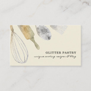 Glitter guld silver bakverk bageri kock elfenben visitkort
