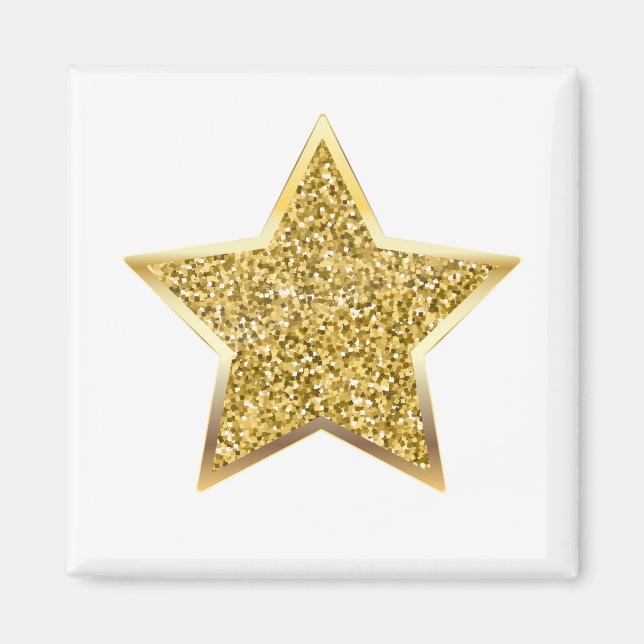 glitter guld stjärna magnet (Framsidan)