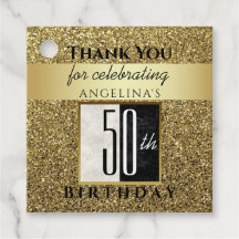 Glitter Guld Svart & Vitt 50-årsdag Tack