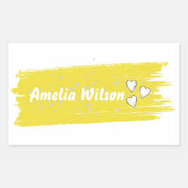 Glitter gult anpassningsbar Long Namn Rektangulärt Klistermärke