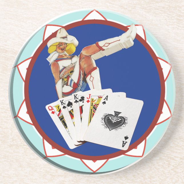 Glitter Gultch Sally Poker Chip Underlägg Sandsten (Framsidan)