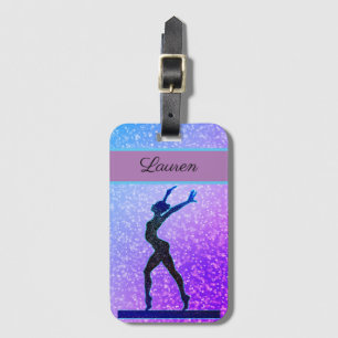 Glitter Gymnastics Beam Blue och Lila Bagagebricka