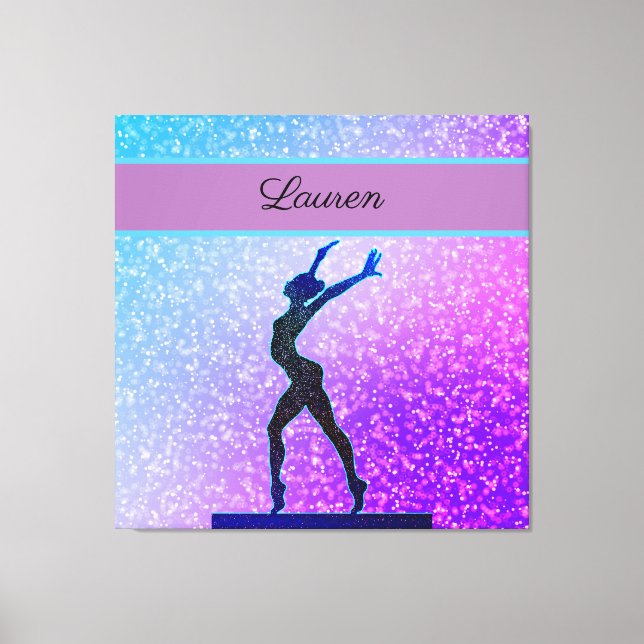Glitter Gymnastics Beam Blue och Lila Canvastryck (Framsida)