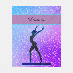 Glitter Gymnastics Beam Blue och Lila Fleecefilt