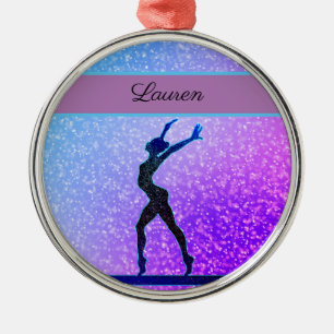 Glitter Gymnastics Beam Blue och Lila Julgransprydnad Metall