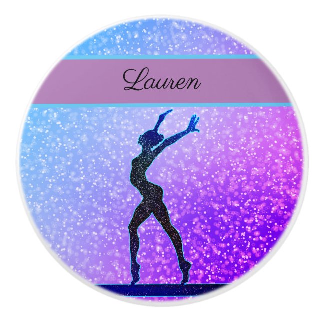 Glitter Gymnastics Beam Blue och Lila Knopp (Framsidan)