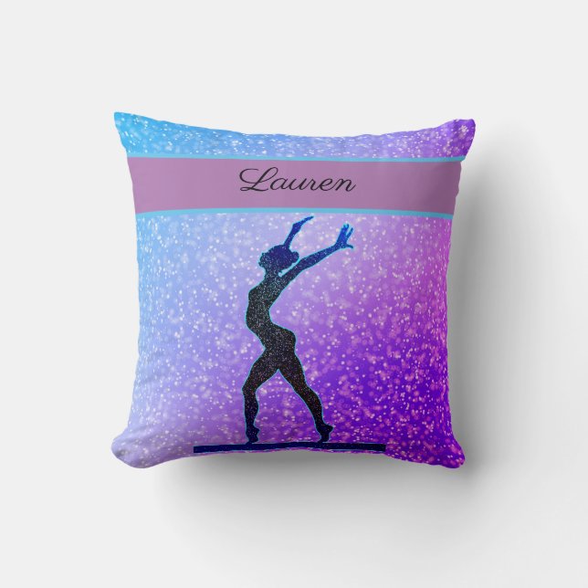 Glitter Gymnastics Beam Blue och Lila Kudde (Framsida)