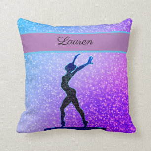 Glitter Gymnastics Beam Blue och Lila Kudde