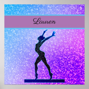 Glitter Gymnastics Beam Blue och Lila Poster