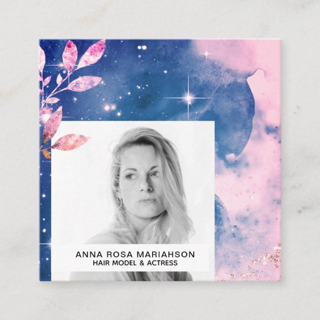 *~*  Glitter Hair Model Actress Stars PHOTO Fyrkantigt Visitkort (Framsida)