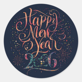 Glitter Happy New Year 2026 Runt Klistermärke