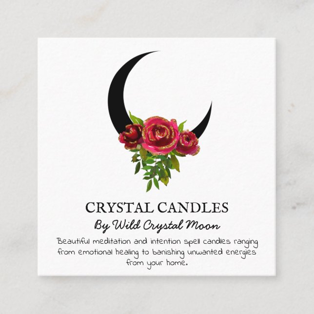 Glitter har avfärgat Måne Crystal Candle-avsiktssp Fyrkantigt Visitkort (Framsida)