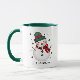 Glitter Hat och Play Scarf Snögubbe-kaffe Mugg