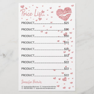 Glitter Heart Lip Lipstick Makeup prislistor Brevpapper